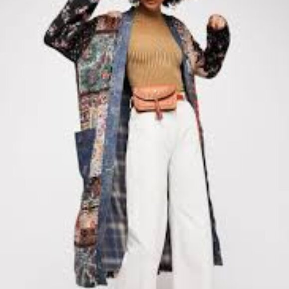 ✨️NWOT! RARE! Free People Song Bird Patchwork BOHO Duster Kimono Coat! - Picture 5 of 14